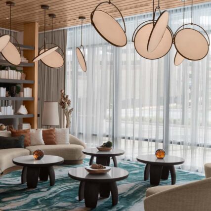 Custom lighting in the Westin Gwinnett hotel's lobby